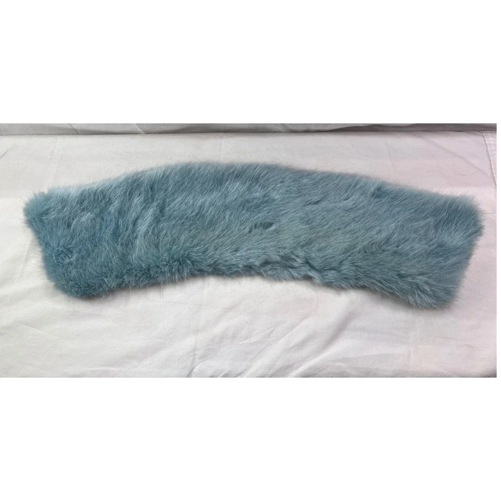 Vintage Style Dusty Blue Faux Fur Detachable Coat Collar with Elastic Loops 21in